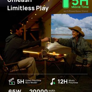 XGIMI MoGo 4 2025 NEW Portable Projector with PowerBase Stand, 5 Hours of Playtime, Google TV with Licensed Netflix, 360° Adjustable Stand, 450 ISO Lumens, 2 x 6W Harman Kardon