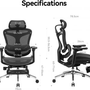 SIHOO Doro C300 Silla de oficina ergonómica con reposapiés, reposabrazos 3D ultra suaves, soporte lumbar dinámico para silla de oficina en casa, silla de escritorio con respaldo ajustable, silla