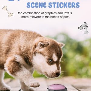 Dog Buttons for Communication, 8 Pcs Dog Talking Button Set, 30s Recordable Voice Pet Buzzer Training Buttons, Speaking Button for Dogs with Waterproof Anti-Slip Dog Button Mat and 48 Scene Stickers
