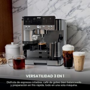 Ninja Luxe Café 3 en 1 - Máquina de café expreso, café por goteo y café frío | Molinillo de café integrado, espumador de leche, manipulación asistida y almacenamiento de accesorios de espresso