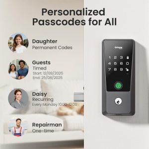 GHome Smart WiFi Deadbolt Locks for Front Door, 5-in-1 Fingerprint Keyless Entry Door Lock, Indoor Smart Lock for Home Hotel with 10000mAh Battery,Work with Alexa & Hey Google, App Control, Auto Lock