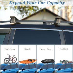 FelicValo 53” All-Metal 330lbs Roof Rack Cross Bars Universal Fit Raised Side Rails, Heavy Duty Aluminum Crossbars for Cargo Carrier Kayak