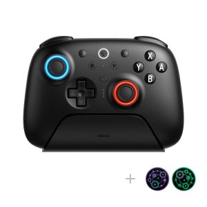 8Bitdo Ultimate 2 Bluetooth Controller with TMR Joysticks, Switchable Hall Effect/Tactile Triggers, Vibration, Motion Control, RGB Fire Ring and Back Buttons for Switch/Switch 2 & Windows PC - Black