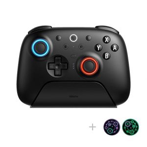 8Bitdo Ultimate 2 Bluetooth Controller with TMR Joysticks, Switchable Hall Effect/Tactile Triggers, Vibration, Motion Control, RGB Fire Ring and Back Buttons for Switch/Switch 2 & Windows PC - Black