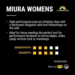 La Sportiva Zapatos de escalada en roca Miura Performance para mujer (descontinuado)