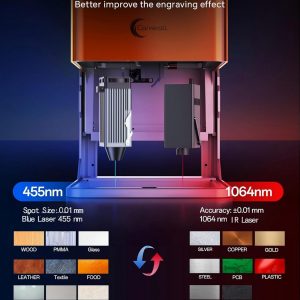 A1 Pro 10W Mini Laser Engraver with Camera, Portable Laser Engraver and Cutter Desktop Lazer Engraving Machine for Wood Leather Painted Metal Glass, Home DIY, Small Business, Class 1
