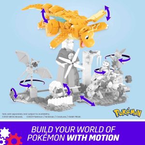MEGA Figura de acción de Pokémon Juguetes de construcción para niños, Dragonite con 388 piezas y movimiento de aleteo de alas, Idea de regalo para niños a partir de 9 años