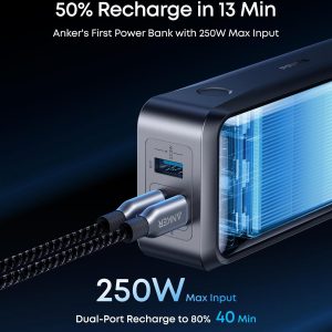 Anker Prime Power Bank, banco de energía portátil de 3 puertos de 26,250 mAh con salida máxima de 300 W, carga bidireccional, aprobado por la TSA, control por aplicación, para MacBook, iPhone 17/16