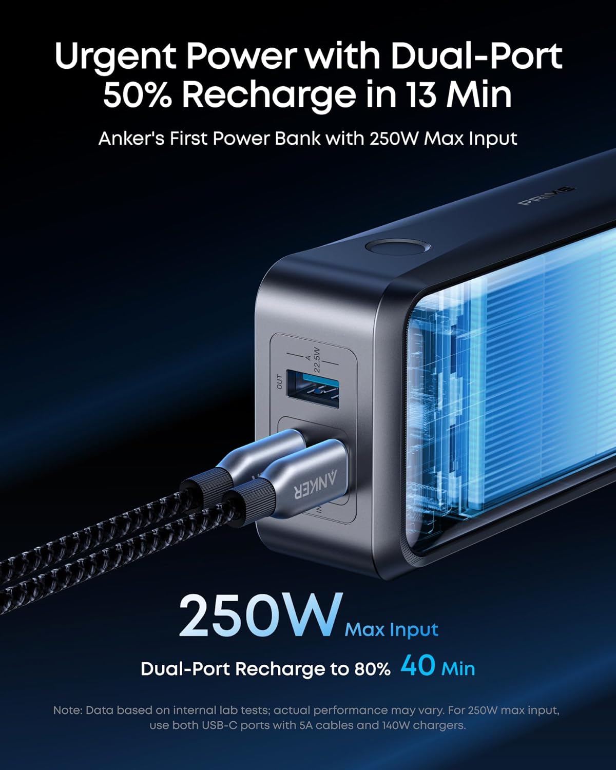 Anker Prime Power Bank, banco de energía portátil de 3 puertos de 26,250 mAh con salida máxima de 300 W, carga bidireccional, aprobado por la TSA, control por aplicación, para MacBook, iPhone 17/16