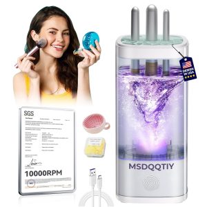 2026 Upgrade Makeup Brush Cleaner Machine【NO.1-12X Cleaning Power】Electric Makeup Brush Cleaner【SGS Certified - 10000RPM Turbo Motor】Sonic Vortex Cleaning Tech, Suitable for All Brush Brushes，White