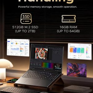 KAIGERR Gaming Laptop, Laptops with AMD Ryzen 4300U(Up to 3.7GHz), 16GB DDR4 512GB SSD Laptop Computer, 16.0inch Windοws 11 Laptop, 1920P FHD Display, WiFi 6, USB3.2, Type_C