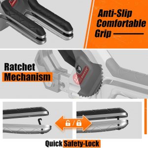 PINOZE PVC Pipe Cutter, 3-Gear Adjustable Cut up to 2-1/2”, Ratchet Pipe Cutter Tool Heavy-Duty for PVC, PPR, PE, PEX, Plastic Hoses & Plumbing Pipes with Teflon Coated SK5 Blade