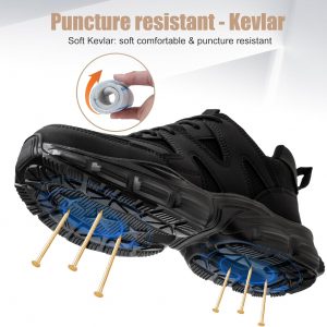Hogent - Zapatos de puntera de acero para mujer y hombre, anchos, antideslizantes, de trabajo, tenis de punta compuesta, indestructibles, cómodos, de seguridad, tenis para tenis, ligeros