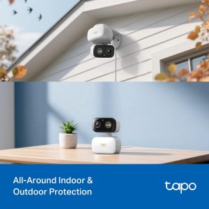Tapo 3K 5MP Cámara de seguridad Pan/Tilt para interiores/exteriores, detección gratuita de personas/vehículos/llanto de bebé y seguimiento de movimiento 360°, visión nocturna a color, SD/nube