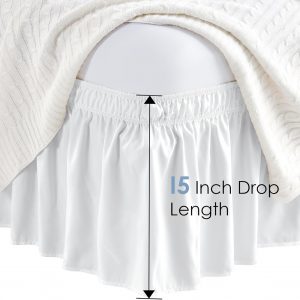 FreshCulture Full Bed Skirt, Elastic Wrap Around Bed Skirt Full Bed, Easy Fit with 18-Inch Tailored Drop, Hotel Quality Dust Ruffle for Full Size Bed, Bed Skirt Full Size (White)