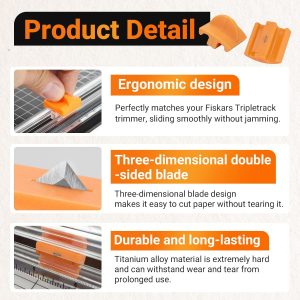 157400-1001 TripleTrack Blade for Fiskars SureCut & Precision Paper Trimmer, Paper Cutting Style I Titanium Blades Replacement for Fiskars Portable Craft Paper Cutter Trimmer, 2 PCS