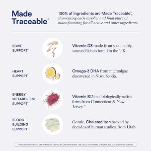 Ritual Women’s 18+ Daily Multivitamin - Key Essential Vitamins and Minerals to Support Energy, Heart, Bone, Brain Health* - Clinical Backed - Vegan - USP Verified - Citrus - 60 Capsules - 30 Servings