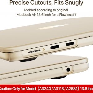 Soonjet Funda mate para MacBook Air de 13/13.6 pulgadas (M5/M4/M3/M2, A3449 A3240 A3113 A2681 2022-2026), ligera, resistente a arañazos y huellas dactilares, se cierra sin problemas, ideal para trabajo, viajes y estudio