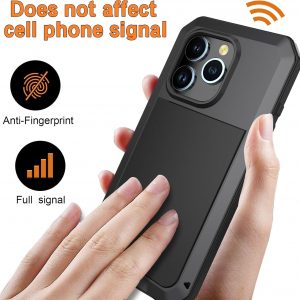 Marrkey for iPhone 13 Pro Max Case,360 Full Body Protective Cover Heavy Duty Shockproof Tough Armour Aluminum Metal Case with Silicone Built-in Screen Protector for iPhone 13 Pro Max 6.7" - Black