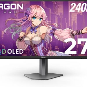 AOC Agon PRO AG276QZD2 - Monitor de juegos OLED de 27 pulgadas, 2560 x 1440, 240 Hz 0.03 ms, compatible con G-SYNC, PS5 Switch, brillante, negro (renovado)