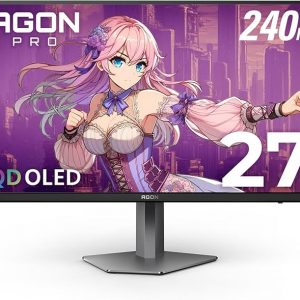 AOC Agon PRO AG276QZD2 - Monitor de juegos OLED de 27 pulgadas, 2560 x 1440, 240 Hz 0.03 ms, compatible con G-SYNC, PS5 Switch, brillante, negro (renovado)