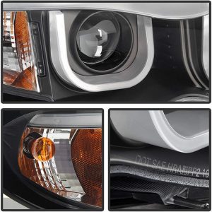 ACANII - Para [Modelo Halógeno] 2002-2005 BMW E46 Sedán Serie 3, Faros LED Tubo Negro, Proyector de Luz de Ensamblaje
