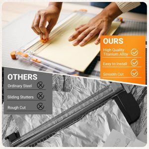 157400-1001 TripleTrack Blade for Fiskars SureCut & Precision Paper Trimmer, Paper Cutting Style I Titanium Blades Replacement for Fiskars Portable Craft Paper Cutter Trimmer, 2 PCS