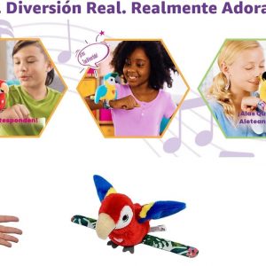 Paquete de 2 pájaros - Cacatúa y loro azul - Pulsera de goma antideslizante de juguete de peluche interactivo, charlan, cantan, imitan entre sí, baten las alas, niños 3+