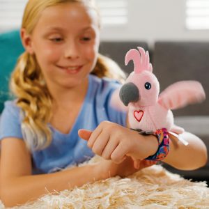 Paquete de 2 pájaros - Cacatúa y loro azul - Pulsera de goma antideslizante de juguete de peluche interactivo, charlan, cantan, imitan entre sí, baten las alas, niños 3+