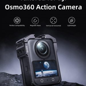 llano Jaula de aluminio para cámara DJI Osmo 360 – Marco protector de precisión CNC, funda de metal ligera de 1.77 oz compatible con micrófono DJI, zapata fría y soportes de 1/4"-20, soporte de