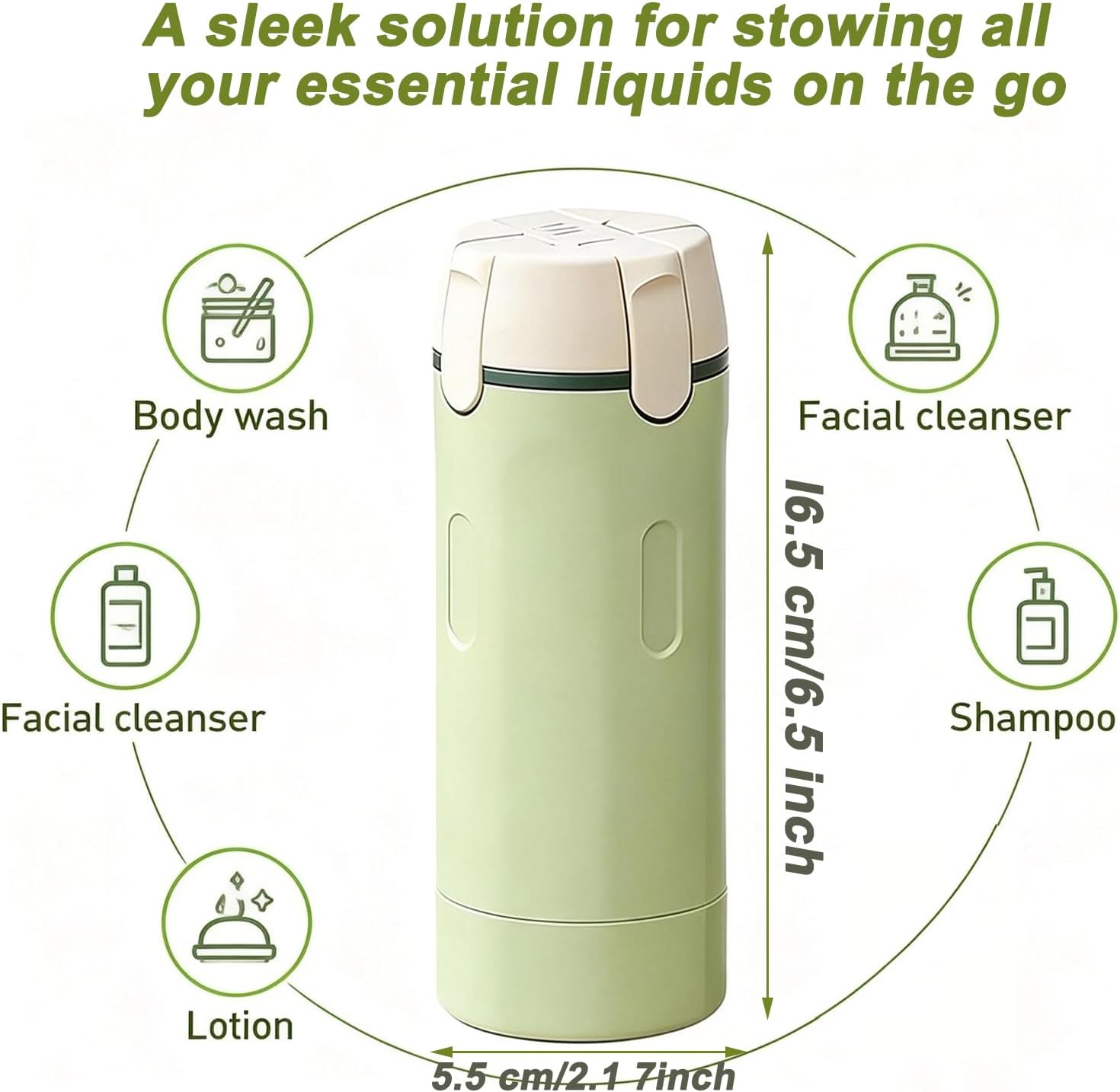 Botellas dispensadoras de viaje 4 en 1, botellas de viaje a prueba de fugas para artículos de tocador, paquete de 4 recipientes recargables de tamaño de viaje de 1.0 fl oz para champú, Onditioner