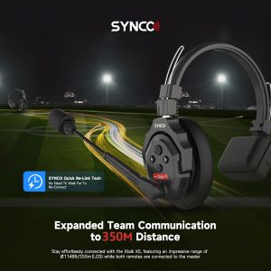 SYNCO XTalk X9 Full Duplex AEC Wireless Intercom Headset System Support 2.4GHz 9 Personas Equipo Comunicación, 350M/1148FT Monitoreo en tiempo real, 24 horas de duración de la batería