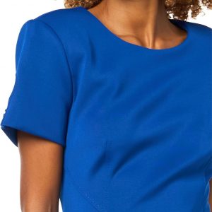 Calvin Klein Women's Short Buttoned Sleeve Knee Length Crepe Sheath Dress