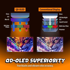 AOC Q27GAZD - Monitor de juegos QD OLED de 27", QHD 2560 x 1440, 240Hz 0.03ms, HDMI 2.0 x1, Display Port x1, compatible con G-Sync, listo para juegos de consola, 3 años sin punto brillante