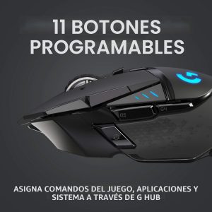 Ratón inalámbrico para juegos Logitech G502 Lightspeed con sensor Hero 25K, compatible con PowerPlay, pesos ajustables y Lightsync RGB - Negro