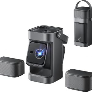 soundcore Nebula P1 Portable GTV Projector with Detachable Speakers, 650 ANSI Lumens, 1080P, 20W Truly 2.0 Surround Sound, Dolby Audio, Built-In Gimbal, Auto Adjustment, 180" Big Screen, Carry Handle
