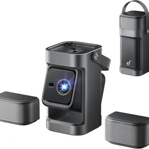 soundcore Nebula P1 Portable GTV Projector with Detachable Speakers, 650 ANSI Lumens, 1080P, 20W Truly 2.0 Surround Sound, Dolby Audio, Built-In Gimbal, Auto Adjustment, 180" Big Screen, Carry Handle