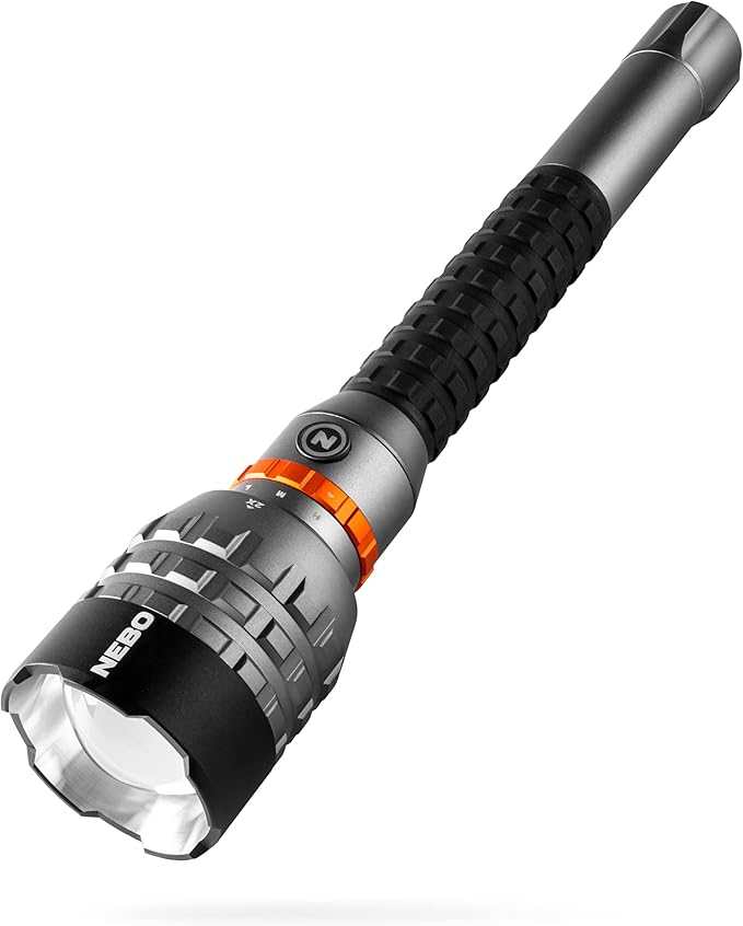 NEBO DAVINCI 18000 - Linterna de dial magnético | 18000 lúmenes, 5 modos de luz, linterna impermeable recargable para senderismo, campamento y caza, defensa personal táctica, incluye cable de carga