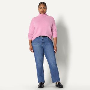 Amazon Essentials Women's Relaxed-Fit Cotton Blend Turtleneck Pullover Sweater