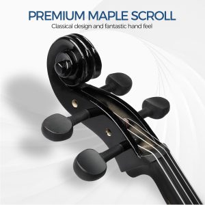 Herrajes eléctricos para violonchelo 4/4 de tamaño completo con bolsa de violonchelo ligera, auriculares, arco, puente, colofonia, violonchelo para adultos principiantes (negro metálico