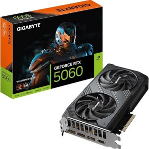 GIGABYTE Tarjeta gráfica GeForce RTX 5060 WINDFORCE OC 8G, 8 GB 128 bits GDDR7, PCIe 5.0, sistema de refrigeración WINDFORCE, tarjeta de video GV-N5060WF2OC-8GD
