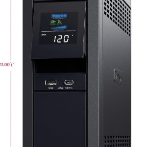 CyberPower CP1500PFCLCD PFC Sinewave UPS Sistema de respaldo de batería y protector contra sobretensiones, 1500VA/1000W, 12 tomacorrientes, AVR, minitorre; Certificado UL
