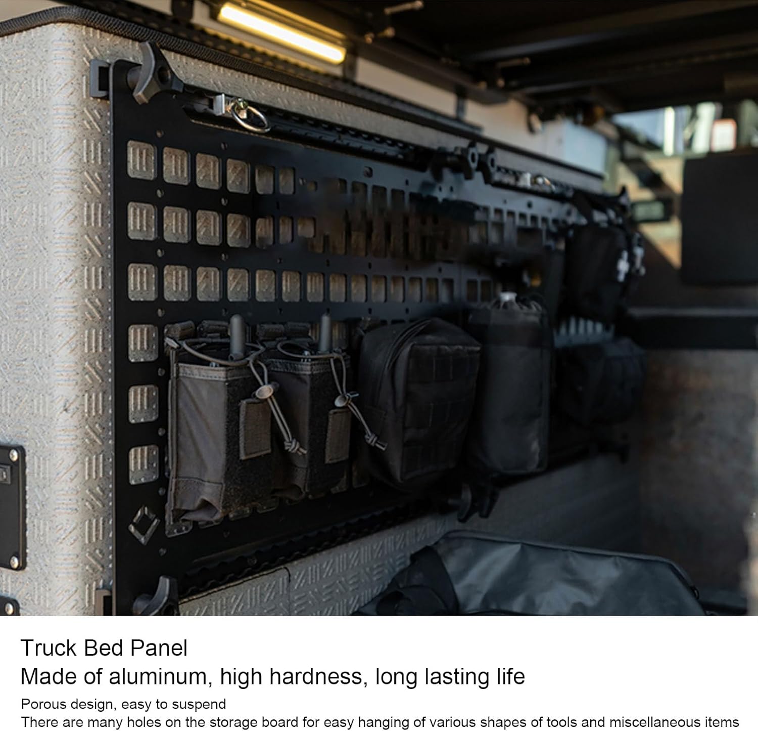 Fabater Truck Bed MOLLE Panel, 17x30x0.08in Side Bed Molle Panel Rack, Truck Bed Organizer for Trailers Cars SUVs Pickup RVs