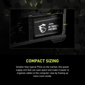 MSI MAG A750GL PCIE5, Fully Modular Compact Gaming 750W Power Supply, 80+ Gold, ATX 3.1 & PCIe 5.1 Ready, Native Dual-Color 12V-2x6 Cable, 10 Year Warranty