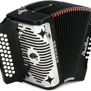 Hohner Accordions 3100FB Panther 3-Row Diatonic Accordion - Keys of F/Bb/Eb - Black Bundle with Hohner AGB Gig Bag (2 Items)