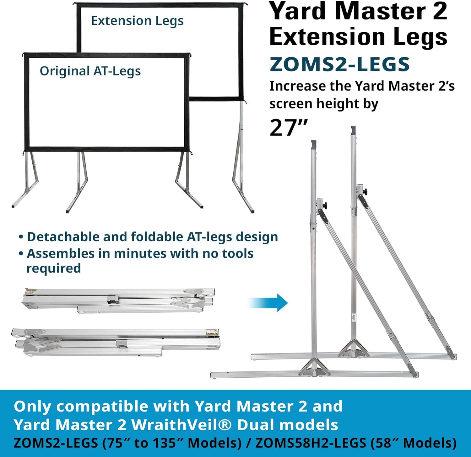 Elite Screens Yard Master 2, 110-INCH Outdoor Projector Screen with Stand 16:9, 8K 4K Ultra HD Fast Fold Portable Movie Screen Foldable Easy Snap On Cinema Theater, OMS110H2