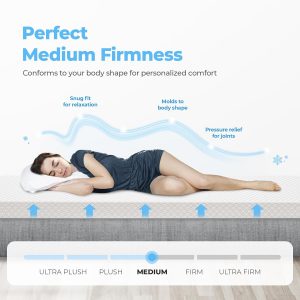 Neo Sleep Colchón de espuma viscoelástica de gel refrescante tamaño Queen de 12 pulgadas para un sueño fresco, alivio de presión firmeza media, espuma certificada CertiPUR-US, colchón cómodo y de apoyo en una caja, sin fibra de vidrio (tamaño Queen, 12 pulgadas)