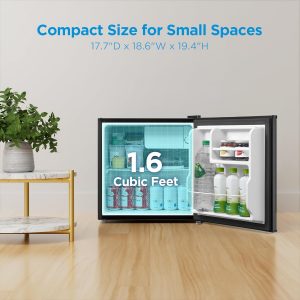 Midea WHS-65LB1 - Refrigerador compacto de una sola puerta reversible, 1.6 pies cúbicos (0.045 metros cúbicos), negro