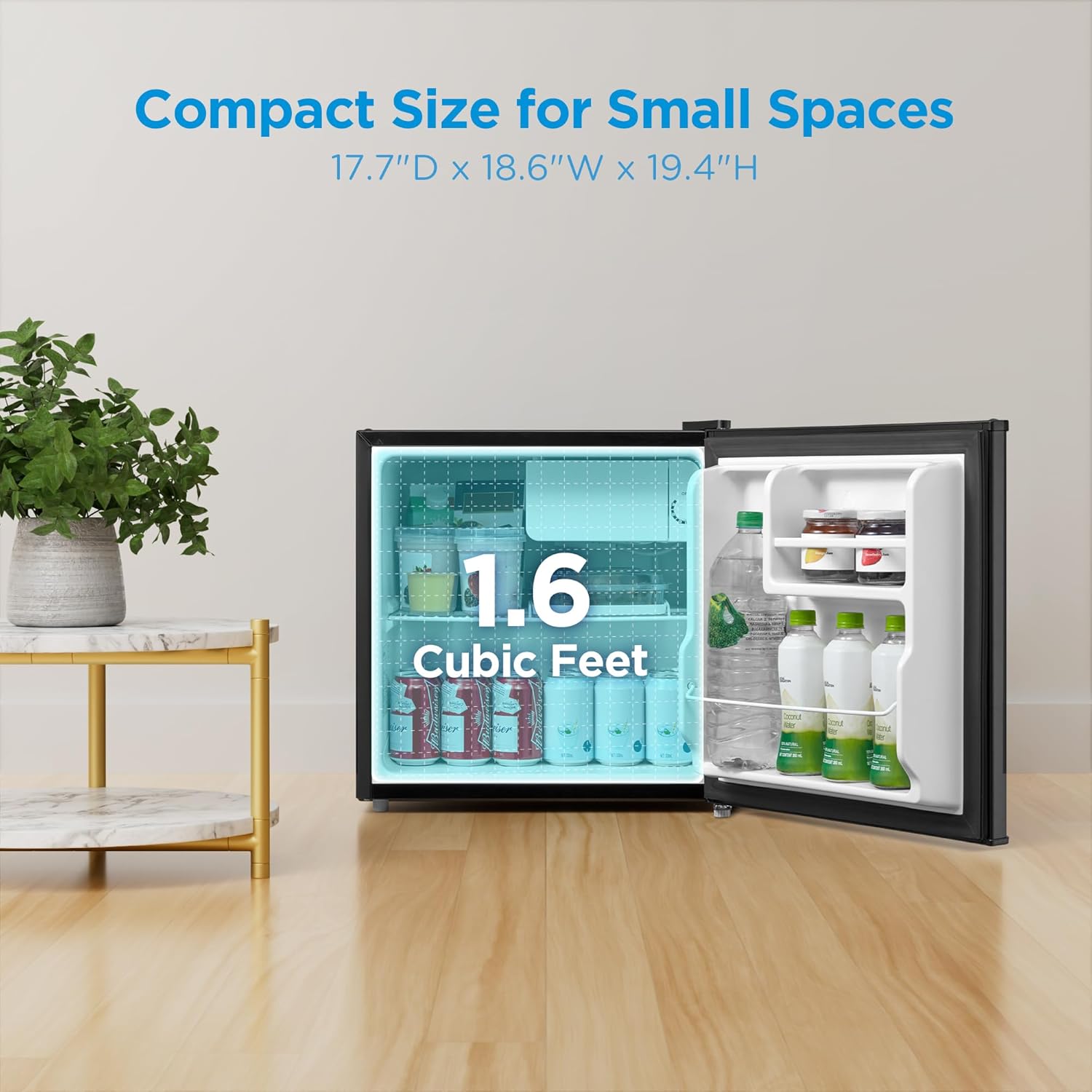 Midea WHS-65LB1 - Refrigerador compacto de una sola puerta reversible, 1.6 pies cúbicos (0.045 metros cúbicos), negro