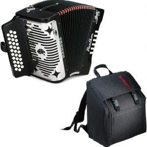 Hohner Accordions 3100FB Panther 3-Row Diatonic Accordion - Keys of F/Bb/Eb - Black Bundle with Hohner AGB Gig Bag (2 Items)